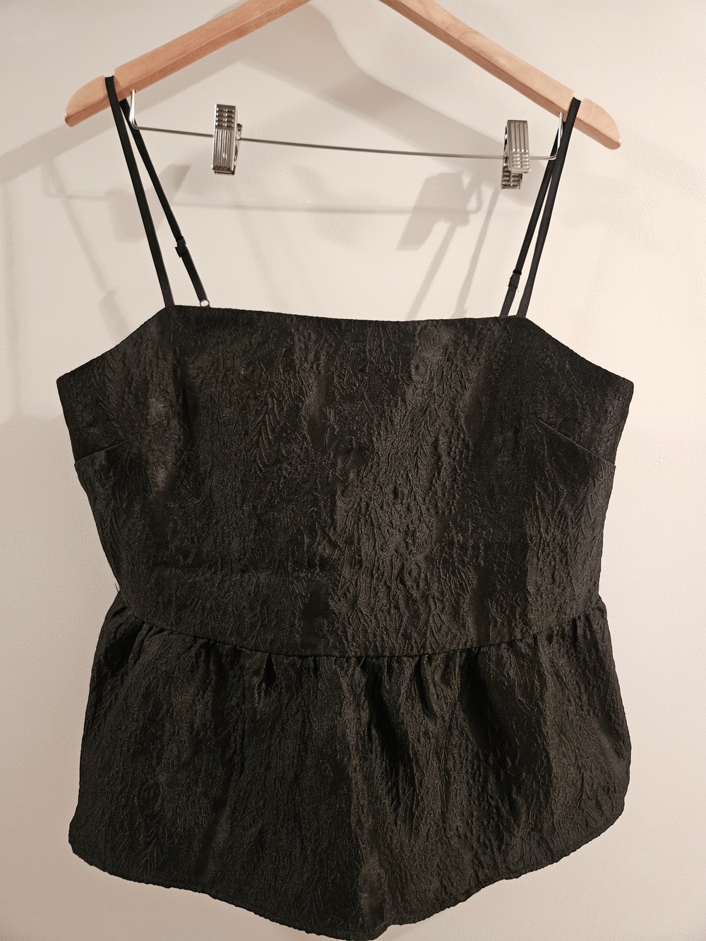 Joe Fresh Black Textured Peplum Cami with Spaghetti Straps